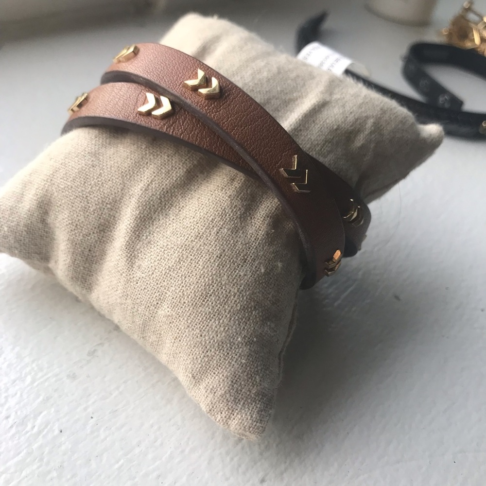 Stella & Dot Chevron Leather Wrap Bracelet